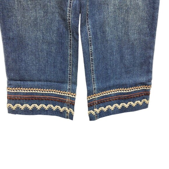 Guy Giuliana Embroidered cropped Ankle Leg Jeans Size 4 Dark Blue - Picture 10 of 15